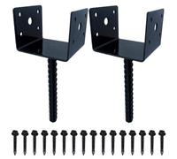 CWOQOCW Lot de 2 supports de poteau de clôture en forme de U, ancrage en béton pour garde-corps de terrasse de 10,2 x 10,2 cm, boîte aux lettres, support de porche, base résistante avec vis, noir