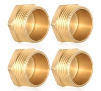 CWOQOCW Lot de 4 bouchons d'obturation en laiton avec filetage mâle de 1,9 cm pour plomberie, robinet, valve de machine à laver et étanchéité de tuyau de gaz