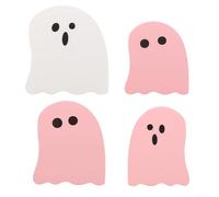CWOQOCW Lot de 4 décorations d'Halloween fantômes roses et blanches autoportantes - Plateau à étages - Décoration d'intérieur effrayante pour étagères, cheminées, fête