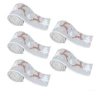 CWOQOCW Lot de 5 rubans de Noël en tissu de 2 m de long pour décoration de sapin de Noël Gris rouge rose