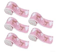 CWOQOCW Lot de 5 rubans de Noël en tissu de 2 m de long pour décoration de sapin de Noël - Gris rouge rose (rose)
