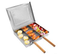 CWOQOCW Panier de barbecue rectangulaire en acier inoxydable avec poignée confortable pour barbecue extérieur (B)