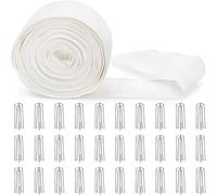 CWOQOCW Ruban de rideau en polyester blanc de 10 m de long avec 30 crochets métalliques pour plis personnalisés, convient pour le traitement des fenêtres de cuisine et de bureau