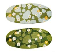CWOQOCW Tapis de bain épais 3D vert mousse, doux, absorbant et antidérapant, en microfibre pour accessoires de salle de bain, vert, 50,8 x 99,1 cm (A+B)