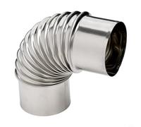 CWOQOCW Tuyau de cheminée en acier inoxydable argenté à 90 degrés pour tente de camping - Accessoires d'intérieur - Réchaud à bois - Adaptateur d'extension de tuyau de cheminée (70 mm)