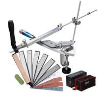 CWOVRS Aiguiseur de Couteaux Professionnel, RX-008 Affûteur Couteaux à Angle Fixe à 360°, Curseur et Fixation Précis Améliorés, Kit de Système d'Affûtage de Couteaux à Cuisine, 10 Pierres Kit