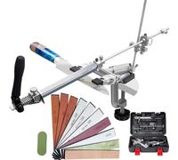 CWOVRS Aiguiseur de Couteaux Professionnel, RX-009 Affûteur de Couteaux à Angle Fixe Rotatif à 360°, Curseur et Fixation Précis Améliorés, Système d'Affûtage de Couteaux à Cuisine, 9 Pierres Kit