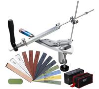 CWOVRS Aiguiseur de Couteaux, RX-008 Affûteur Couteaux à Angle Fixe à 360°, Curseur et Fixation Précis Améliorés, Kit de Système d'Affûtage de Couteaux à Cuisine, 12 Pierres Kit