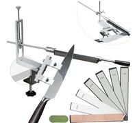 CWOVRS Système d'affûtage de couteaux, double système de serrage à 360 °, pince en C à serrage rapide, réglage de l'angle à 2 positions, support de couteau réglable, aiguiseur de couteaux de cuisine