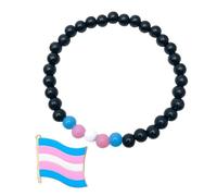 CWPFVQA 1 Bracelet De Sensibilisation Au Genre avec 1 Broche De Sensibilisation Au Genre, Bracelet Arc-en-Ciel, Bracelet De Fierté, Drapeau Transgenre, Épingle Arc-en-Ciel De Vêtements