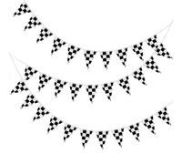 CWPFVQA 1 ensemble de drapeaux de course, drapeaux triangulaires, drapeaux à carreaux noirs et blancs, décorations de compétition de course, fêtes de course, décorations de fête de course
