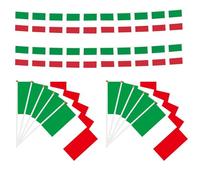 CWPFVQA 1 Ensemble De Drapeaux Italiens À Cordes Et 10 Morceaux De Drapeaux Italiens Agités À La Main, Décorations De Fête, Banderoles, Accessoires pour Fans