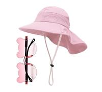 CWPFVQA 1 Morceau De Chapeau Châle pour Enfants Et 1 Morceau De Lunettes De Soleil pour Enfants, Chapeau De Soleil pour Enfants, Chapeau en Maille Respirante, Lunettes De Soleil Mignonnes