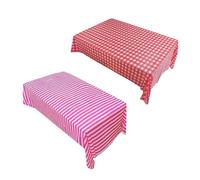 CWPFVQA 1 Nappe Rectangulaire Imperméable Épaisse, À Carreaux Roses Et Blancs, À Rayures Roses Et Blanches, Adaptée Pour Les Pique-Niques, Les Fêtes, 1 Mètre x 1 Mètre, En Plastique, 1 Unité