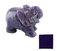 CWPFVQA 1 Pièce D'Éléphant en Améthyste, 1 Pièce De Sac De Rangement Bleu Marine, des Bijoux D'Éléphant en Cristal De 1,5 Pouces, des Accessoires De Bureau pour Femmes