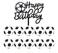CWPFVQA 1 Pièce D'Insert De Décoration De Gâteau d'anniversaire Et 10 Pièces D'Insert De Décoration De Football, Décoration D'Élément De Football, Décoration De Gâteau Créative, Fournitures De Fête