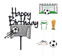 CWPFVQA 1 Pièce D'Insert De Football Joyeux Anniversaire, avec Ensemble De 5 Inserts De Série De Football, Décoration d'anniversaire De Fan, Décoration De Gâteau d'anniversaire, Décoration De Dessert