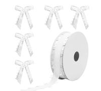 CWPFVQA 1 Rouleau De Ruban De Gaze d'amour, 5 Noeuds, Ruban De Mariage, Ruban Organza, Ruban Blanc, Ruban Cadeau De Mariage Décoratif, Ruban en Forme De Coeur