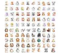 CWPFVQA 100 Feuilles D’Autocollants D’Animaux Aquarelles, Autocollants Lumineux, Autocollants Panda Imperméables, Autocollants Esthétiques D’Animaux De Dessin Animé, Autocollants D’Animaux Mignons