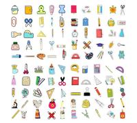 CWPFVQA 100 Feuilles D'Autocollants Graffitis De Papeterie, Autocollants D'École, Décoration De Sac D'École, Autocollants D'Entrée À L'École, Vinyle, Multicolor, Indoor, Murs, Bois, Plastique, Métal