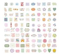 CWPFVQA 100 Feuilles D'Autocollants Pastel Danois, Autocollants De Texte De Peinture, Autocollants Mignons, Autocollants Inspirants, Autocollants en Vinyle Imperméables, Skateboards
