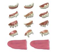 CWPFVQA 12 Pièces Dents De Vampire avec 2 Langues Artificielles, Accessoires De Costume De Vampire, Accessoires Magiques, Adaptés pour Halloween, Soirées À Thème Et Spectacles De Magie