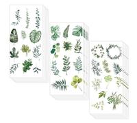 CWPFVQA 18 Autocollants De Feuilles Vertes, Autocollants De Plantes Vertes, Autocollants De Livre D’Or, Autocollants De Scrapbook, Autocollants Décoratifs De Bricolage