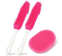 CWPFVQA 2 Brosses pour Animaux De Compagnie À Long Manche, 1 Brosse De Massage pour Animaux De Compagnie, Brosse De Toilettage pour Animaux De Compagnie, Brosse Douce pour Animaux De Compagnie