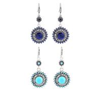 CWPFVQA 2 Paires De Boucles D’Oreilles Tournesol, Boucles D’Oreilles Tournesol pour Femmes, Boucles D’Oreilles Boho, Boucles D’Oreilles Mandala Vintage Drop, Boucles D’Oreilles Pierres Précieuses