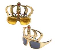 CWPFVQA 2 Paires De Lunettes Couronne D’Or, Lunettes De Fête Drôles, Lunettes De Jeu De Rôle, Accessoires De Performance De Fête, Accessoires Photo De Bal, Lunettes De Fête De Célibataire
