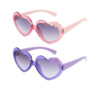 CWPFVQA 2 Paires De Lunettes De Soleil Pour Enfants, Lunettes De Soleil En Forme De Cœur, Lunettes De Soleil Décoratives Florales, Lunettes De Soleil D'Extérieur, Lunettes De Protection Solaire