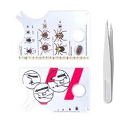CWPFVQA 2 Pièces De Cartes À Tiques, 1 Pince À Épiler en Plastique, Carte De Capture D'Insectes avec Loupe Intégrée, Carte De Tique avec Échelle, Kit De Capture De Tiques