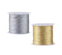 CWPFVQA 2 Rouleaux De Corde À Paillettes, Fil Artisanal De 0.4Mm, Fil Métallique, Fil De Bijoux, Fil De Ruban Cadeau, Fil Décoratif, Corde De Bricolage Tressée À La Main