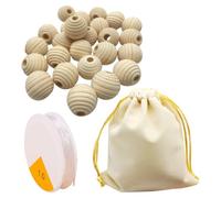 CWPFVQA 200 Perles en Bois À Motif Spirale, 1 Sac De Rangement, 1 Rouleau De Fil À Perles, Perles en Bois À Enfiler, Perles en Bois Naturel, Ensemble De Perles en Bois Naturel