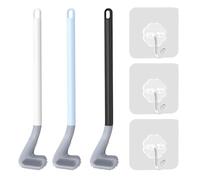 CWPFVQA 3 Brosses De Toilette Et 6 Crochets Transparents, Brosse De Toilette À Long Manche, Brosse De Toilette en Silicone, Brosse De Nettoyage des Toilettes, Accessoires De Toilette