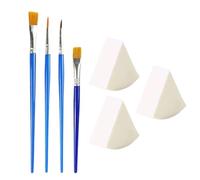 CWPFVQA 3 Éponges De Maquillage, 4 Pinceaux De Peinture, Éponge Triangulaire pour Peinture De Visage, Éponge De Maquillage, Pinceau De Peinture De Visage, Ensemble De Peinture Artistique.