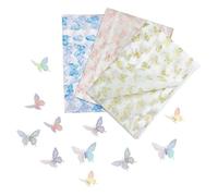 CWPFVQA 30 Pièces De Papier d'emballage Papillon Et 12 Pièces D'Autocollants Papillon Tridimensionnels, Papier pour Emballage Cadeau, Matériel De Bricolage pour L'Artisanat, Décorations De Fête