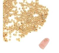 CWPFVQA 300 Perles Rondes, Grandes Perles Perforées, Perles Dorées Brillantes, Perles D'Espacement De Bracelet, Perles De Positionnement en Métal, Perles Faites À La Main, Accessoires De Bijoux DIY