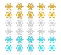 CWPFVQA 30Pcs Inserts De Gâteau De Flocon De Neige, Décorations De Gâteau Congelées, Décorations d'anniversaire Congelées, Décorations Suspendues De Flocon De Neige Étincelant