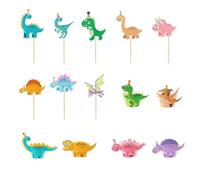 CWPFVQA 32 Décorations De Muffins Dinosaures, 6 Bordures De Gâteaux Dinosaures, Décorations d'anniversaire Dinosaures, Caissettes À Muffins Dinosaures, Caissettes en Papier pour Enfants