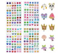 CWPFVQA 4 Feuilles D'Autocollants pour Oreilles, 10 Clips d'oreilles, Boucles d'oreilles Adhésives, Boucles d'oreilles Adhésives pour Filles, Autocollants De Pierres Précieuses pour Le Visage