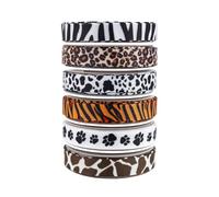 CWPFVQA 6 Rouleaux De Ruban Imprimé Texturé, Ruban Imprimé Léopard, Tissu Imprimé Léopard, Ruban De Deuil Personnalisé, Ruban De Gâteau dans La Décoration De Gâteau, Ruban Gros-Grain