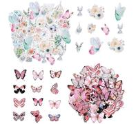 CWPFVQA Autocollants De Jardin 60Pcs, Autocollants Papillon 40Pcs, Autocollants De Fleurs, Autocollants De Scrapbooking, Autocollants D’Artisanat, Autocollants De Fleurs, Autocollants Washi