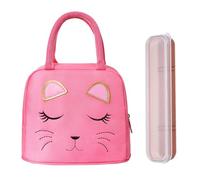 CWPFVQA Boîte À Lunch Pour Enfants, Sac À Lunch En Forme De Visage De Chat Pour Filles, Rose, Adapté À L'École Des Enfants, Pique-Nique