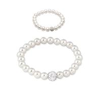 CWPFVQA Bracelet De Perles 1 Pièce avec Bague De Perles 1 Pièce, Bracelet Simple Et Élégant, Bracelet À La Mode Et Polyvalent, Bijoux en Perles pour Femmes, Ensemble De Bijoux en Perles