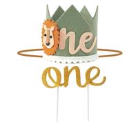 CWPFVQA Couronne De Lion pour Premier Anniversaire, 1 Pièce avec 1 Insert De Gâteau, Décoration De Premier Anniversaire, Couronne en Feutre Mignonne, Décoration De Fête dans La Jungle