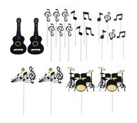 CWPFVQA Ensemble De 25 Décorations De Gâteau d'anniversaire, Décorations De Gâteau De Musique, Fournitures De Fête d'anniversaire De Guitare pour Fête À Thème De Chanteur