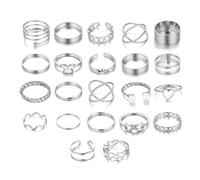 CWPFVQA Ensemble De Bagues Vintage 22 Pièces, Bagues pour Femmes, Bagues Réglables, Bagues De Mode, Bagues Empilables, Bijoux pour Femmes