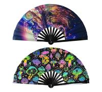 CWPFVQA Éventail Pliant Arc-En-Ciel, Éventail Pliant De Carnaval, Ventilateur De Carnaval, Purificateur D'air, 2 Pièces, 33 X 64 Cm, Multicolore