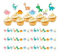 CWPFVQA Inserts De Gâteau De Dinosaure 48 Pièces, Inserts De Gâteau De Dessin Animé Créatif, Inserts De Gâteau Mignons, Décorations De Gâteau Intéressantes, Accessoires De Gâteau